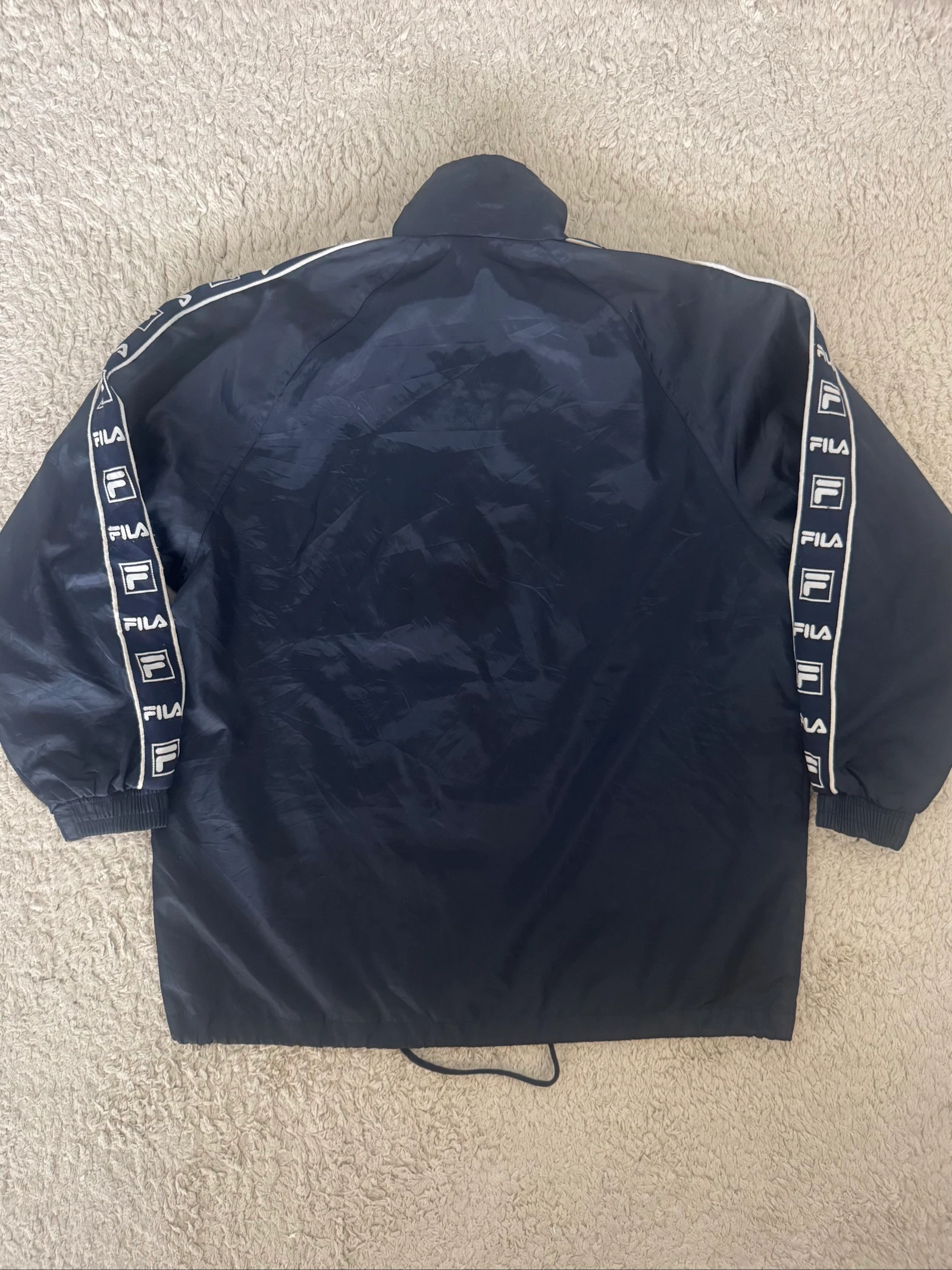 FILA Vintage Tape Logo Windbreaker Jas Navy 90s Japanse Streetwear M – photo 7